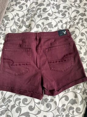 American Eagle Outfitters Wine High-Rise Denim Shorts